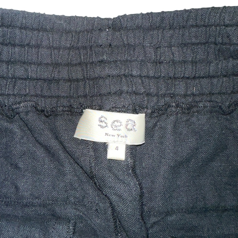 Sea New York Linen Blend Side Stripe Wide Leg Navy Pants 4 - Picture 3 of 6